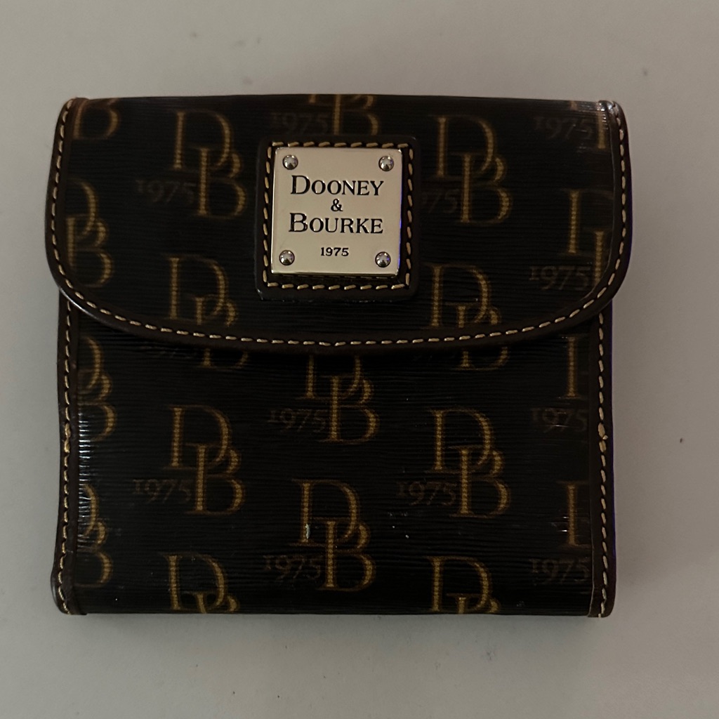 Dooney & Bourke Monogram Black And Gold Wallet